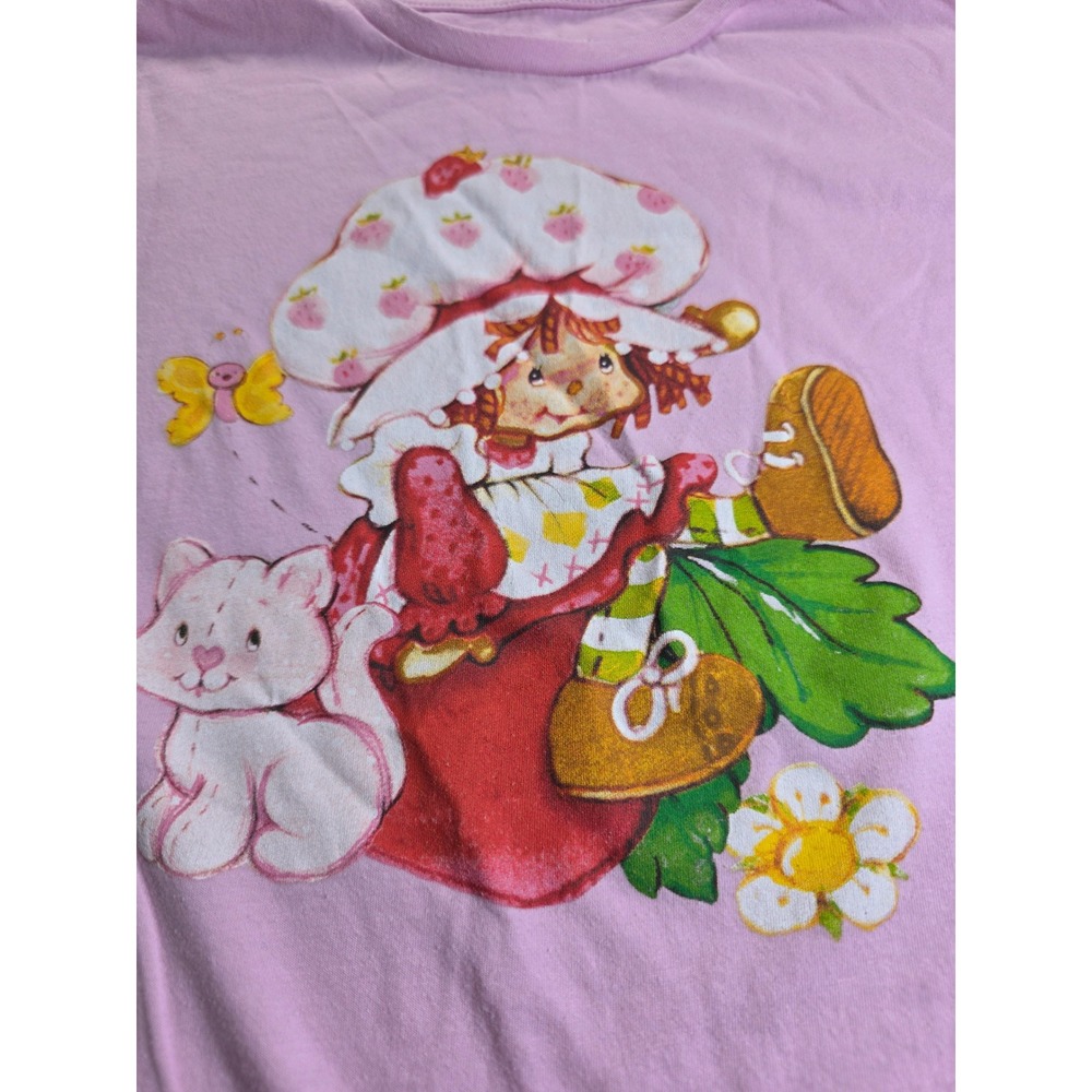 Strawberry Shortcake Pink Graphic T-Shirt Kids Large 10/12 Vintage Style Retro - Picture 3 of 5